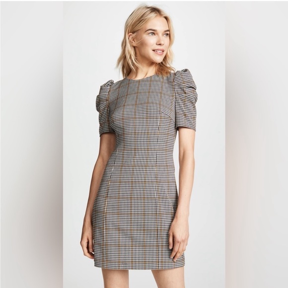 Amanda Uprichard Westwick Plaid Puff Sleeve Mini Dress Small - Picture 1 of 13